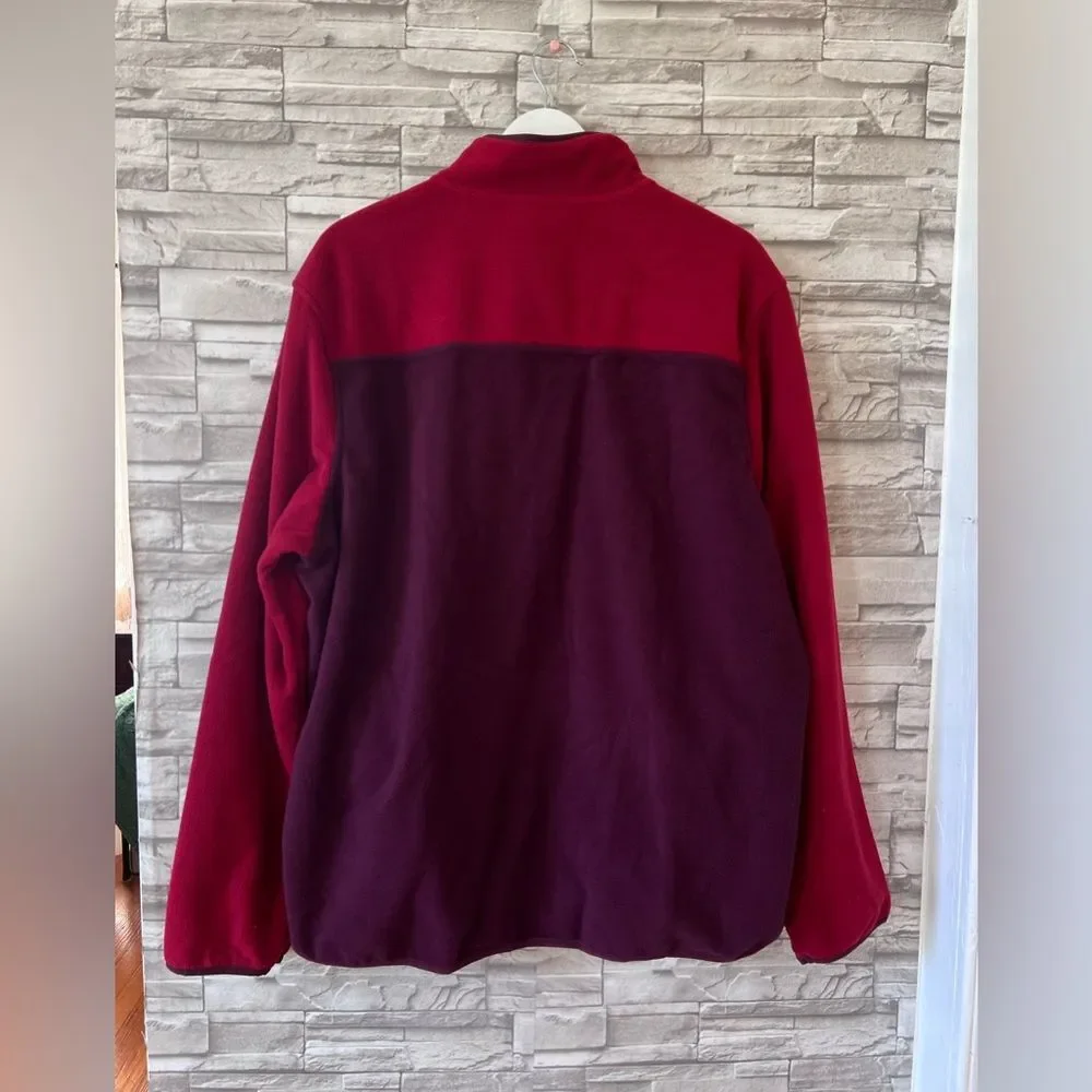 Land’s End Men Colorblock Burgundy Red Soft Fleece XL Quarter Button Sweater NWT